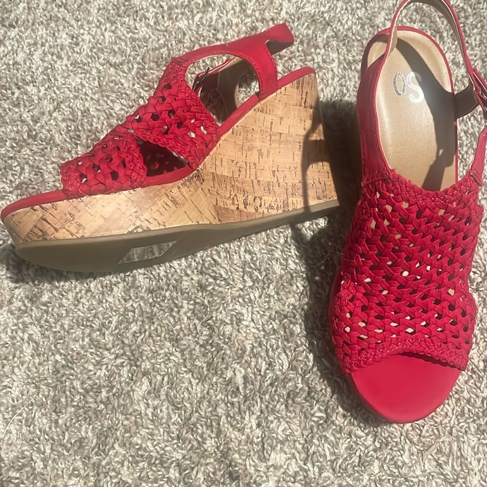 Red Woven Wedges, Size 9M, NWT